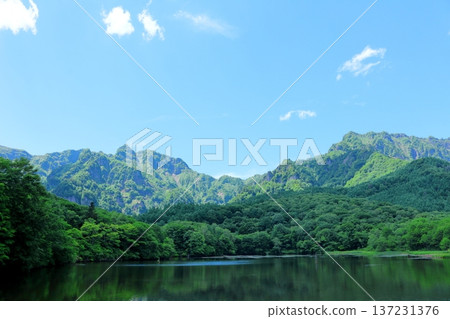 Kagamigaike Pond in Togakushi in June Nature of Shinshu Scenery of Shinshu Kagamigaike Pond in Togakushi in June Nature of Shinshu Scenery of Shinshu 137231376