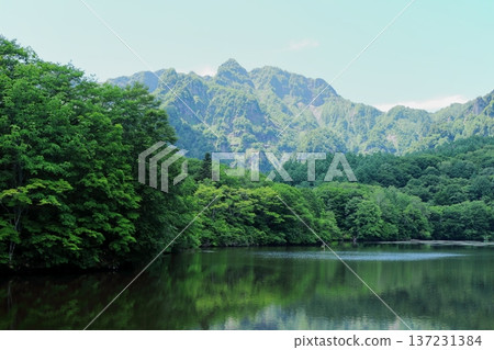 Kagamigaike Pond in Togakushi in June Nature of Shinshu Scenery of Shinshu Kagamigaike Pond in Togakushi in June Nature of Shinshu Scenery of Shinshu 137231384