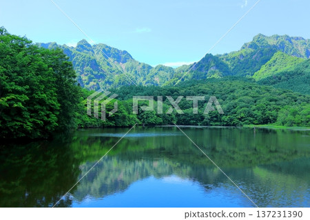 Kagamigaike Pond in Togakushi in June Nature of Shinshu Scenery of Shinshu 137231390