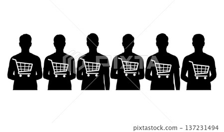 Black Solid Developer Cart Icon Silhouettes Set of Six on White Background Black Solid Developer Cart Icon Silhouettes Set of Six on White Background 137231494