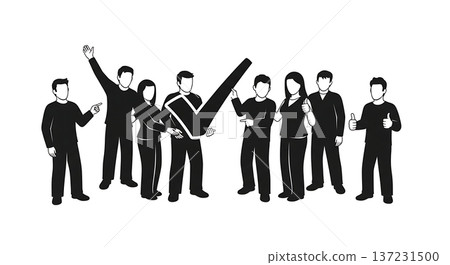 Black Solid Developer Check Icon Silhouettes Set of Six on White Background 137231500