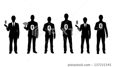 Black Solid Developer Bluetooth Icon Silhouettes Set of Six on White Background Black Solid Developer Bluetooth Icon Silhouettes Set of Six on White Background 137231545