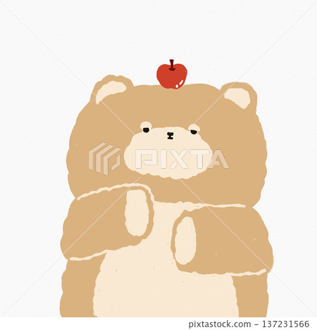 泰迪熊,上面放著蘋果 泰迪熊,上面放著蘋果 137231566