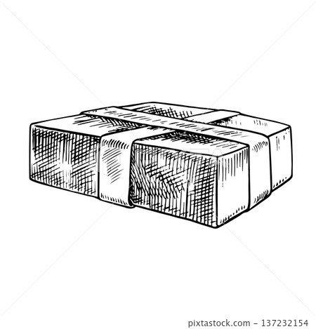 Gift box with ribbon. Black and white graphics, hand-drawn vector illustration. Gift for Christmas, birthday, wedding and other holidays. Perfect for postcards, posters, packaging and more. Gift box with ribbon. Black and white graphics, hand-drawn vector illustration. Gift for Christmas, birthday, wedding and other holidays. Perfect for postcards, posters, packaging and more. 137232154