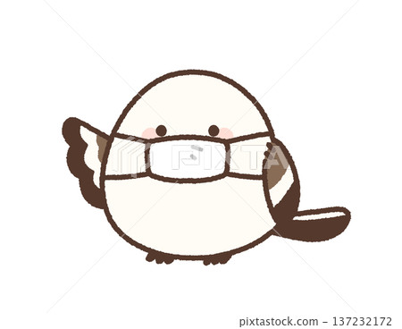 Long-tailed tits wearing masks for protection 137232172