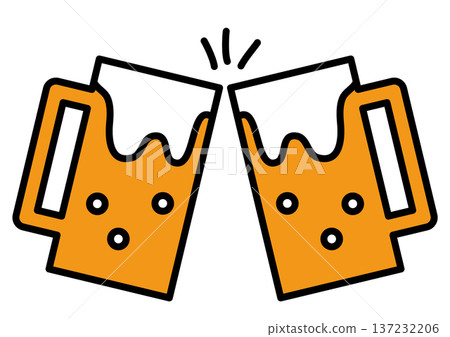 居酒屋或聚會,舉起啤酒杯碰杯,圖標,飲酒派對,宴會圖片 居酒屋或聚會,舉起啤酒杯碰杯,圖標,飲酒派對,宴會圖片 137232206