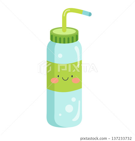 Cute reusable water bottle kawaii character Cute reusable water bottle kawaii character 137233732