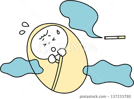 Baby suffering from cigarette smoke Monochrome 137233780