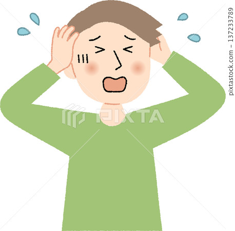 Young man in trouble holding his head Young man in trouble holding his head 137233789