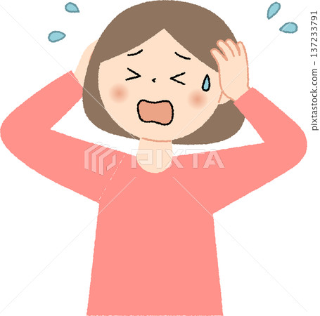 Young woman in trouble holding her head Young woman in trouble holding her head 137233791