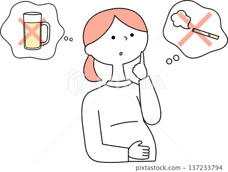 孕婦考慮飲酒和吸煙 黑白 137233794