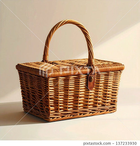 A picnic basket symbolizing spring leisure 137233930