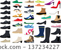 Various types of shoes footwear illustration set 137234227