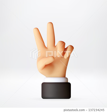 3D Hand gesturing victory or peace sign. 137234245