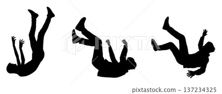 Man in falling silhouette, people falling down, sinking into depression, mental health disorder 137234325