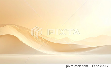 A vast desert dune and horizon bathed in soft light A vast desert dune and horizon bathed in soft light 137234417