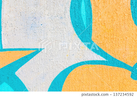 Abstract Urban Graffiti in Blue, White, Orange with Street Art Style and 90s, Y2K Influence Abstract Urban Graffiti in Blue, White, Orange with Street Art Style and 90s, Y2K Influence 137234592