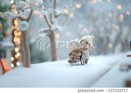 雪夜裡，輪椅和照護人員構成的溫柔世界 137234717
