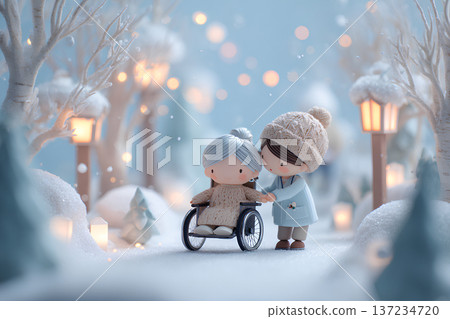 雪夜裡，輪椅和照護人員構成的溫柔世界 137234720