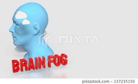 Brain Fog Concept with Human Head and Clouds 3d render. Brain Fog Concept with Human Head and Clouds 3d render. 137235150