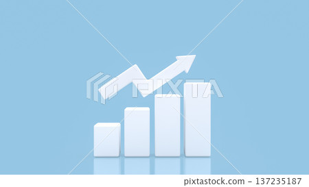 Rising Bar Chart with Upward Arrow Growth Concept 3d render. Rising Bar Chart with Upward Arrow Growth Concept 3d render. 137235187