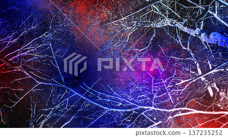 Abstract Dark Forest Branches With Neon Red And Blue Glow On Grunge Background Abstract Dark Forest Branches With Neon Red And Blue Glow On Grunge Background 137235252