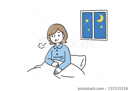 圖：一位女性難以入睡 137235359