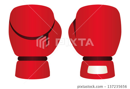 拳擊手套插圖素材，拳擊是一項武術運動，採用紅白漸層設計。 137235656