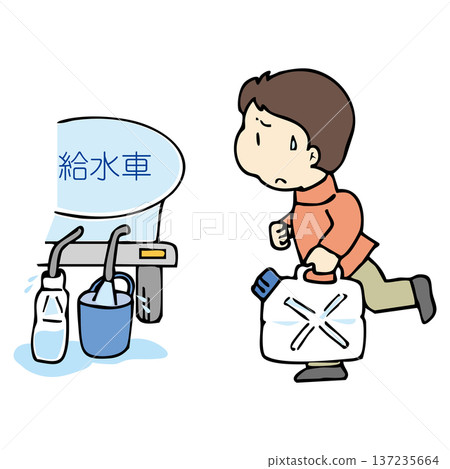 當地居民前來從運水車取飲用水。 137235664