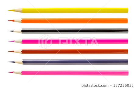 Pencils multicolored sharpened, set, isolated on white background Pencils multicolored sharpened, set, isolated on white background 137236035