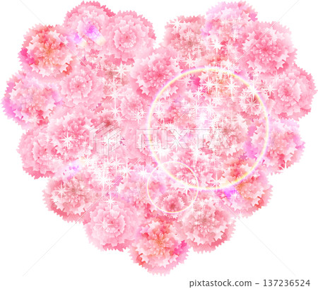 心形花束,粉紅康乃馨,水彩風格,閃光 心形花束,粉紅康乃馨,水彩風格,閃光 137236524
