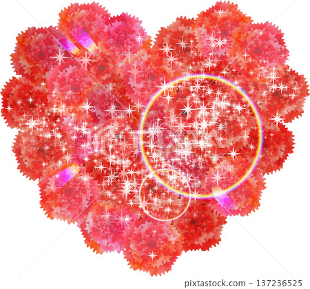 心形花束，紅色康乃馨，水彩風格，閃光 137236525