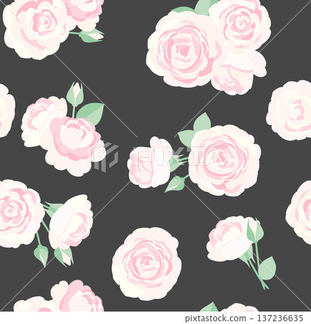 粉紅色玫瑰復古無縫圖案 137236635