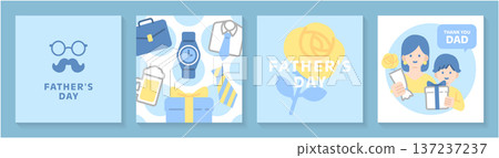 Father's Day gift and parent and child illustration set Shirt and tie gift design Vector 137237237