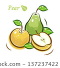 Cute and pop illustration of pear, pear | Fresh fruit vector material 137237422