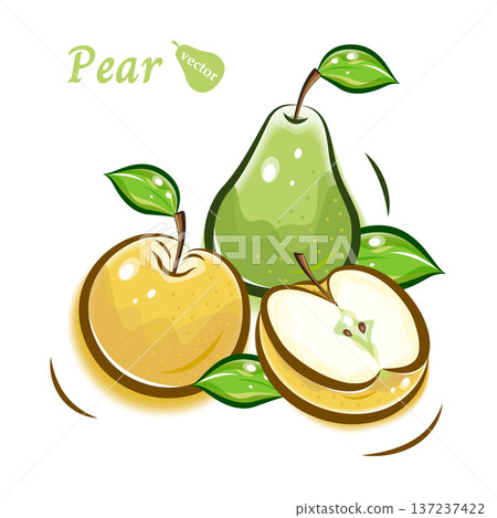 Cute and pop illustration of pear, pear | Fresh fruit vector material 137237422