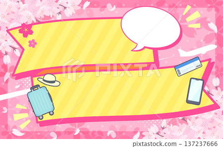 Spring Travel Sale Pink Background Template_Textless Ribbon Frame 1_Horizontal 137237666