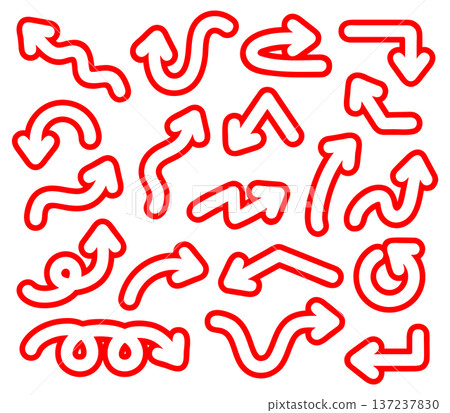 Red and white arrow icon set 137237830
