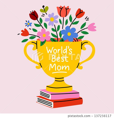 Best Mom Golden Trophy Greeting Design Best Mom Golden Trophy Greeting Design 137238117