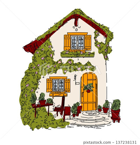 Traditional European Cottage Clipart 137238131
