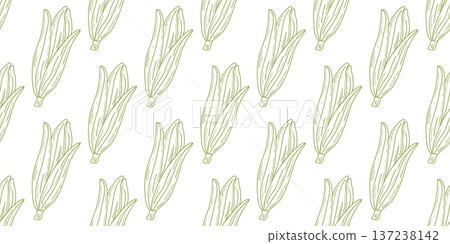 Green corn cobs seamless pattern in doodle sketch style Green corn cobs seamless pattern in doodle sketch style 137238142