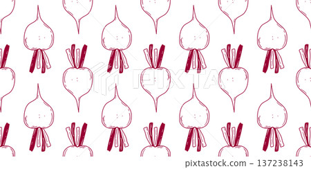 Seamless pattern with hand drawn beetroot silhouette Seamless pattern with hand drawn beetroot silhouette 137238143