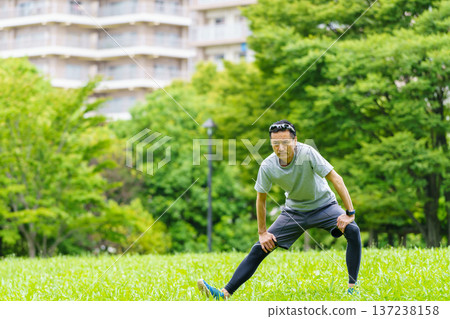 Senior man doing stretching Senior man doing stretching 137238158