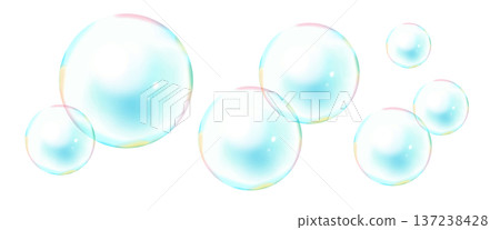 Fluffy rainbow colored soap bubbles set Fluffy rainbow colored soap bubbles set 137238428