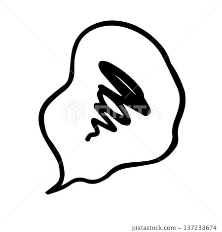 Marks and speech bubble icons representing confusion, worry, bewilderment, irritation, and depression. 137238674