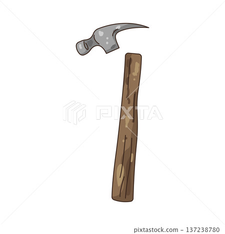 Illustration of wooden hammer handle 137238780