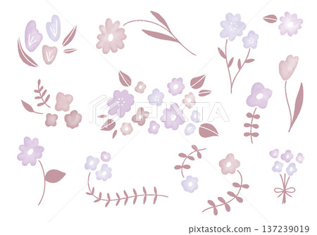 Cute hand-drawn illustration material set of spring flowers 137239019