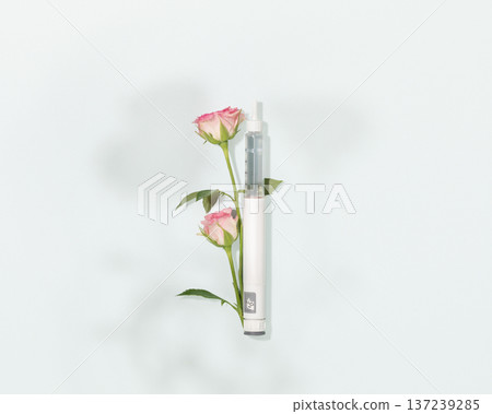 Medical Injection Pen With Pink Carnation Medical Injection Pen With Pink Carnation 137239285