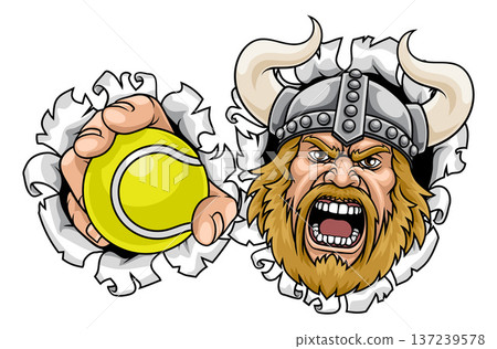 Viking Tennis Ball Sports Team Mascot Man 137239578