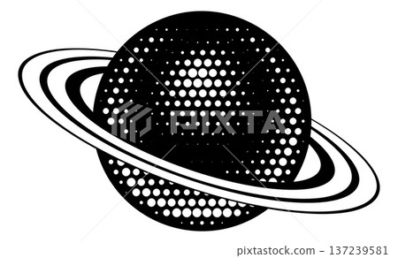 Retro Vintage Ringed Planet Illustration Icon Retro Vintage Ringed Planet Illustration Icon 137239581
